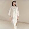 Women's Chinese Style Embroidered Tang Suit Two-Piece: Summer Jacquard Spaghetti Strap Dress & Top.
