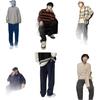 Dingfengbaoluo Straight-Leg Casual Pants for Men, Spring High Street Wide-Leg Trousers, Trendy Sports Long Pants WH5609, Gray M