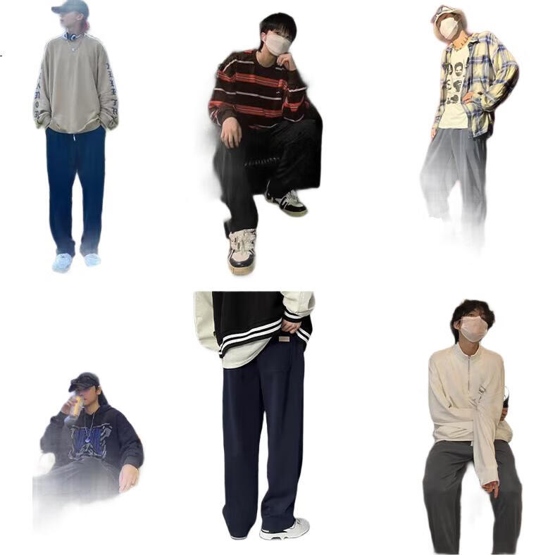 Dingfengbaoluo Straight-Leg Casual Pants for Men, Spring High Street Wide-Leg Trousers, Trendy Sports Long Pants WH5609, Gray M