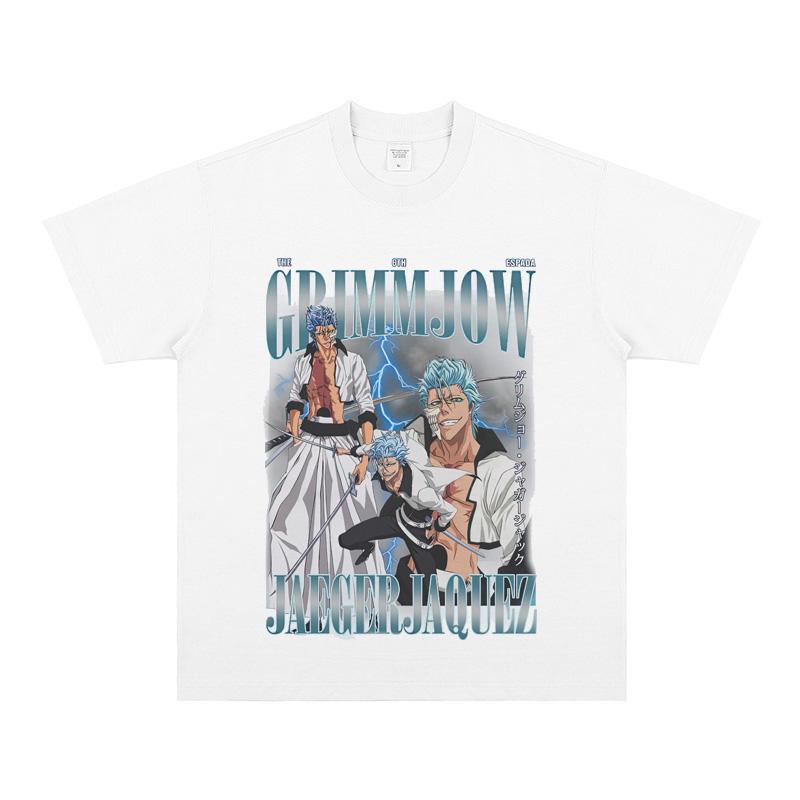 Grimjoe Jakajak Character Printed Short Sleeve T-Shirt Anime Grim Reaper, Dashed Circle, Ten Blades 4XL
