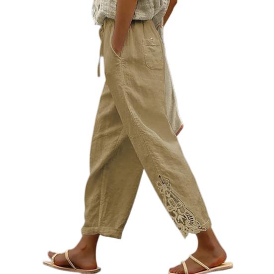 Women Pants, Drawstring Adjustable Waistband High Waist Summer Pants, Pure Color Loose Fit Casual Trousers for Travel Work School Daily Wear