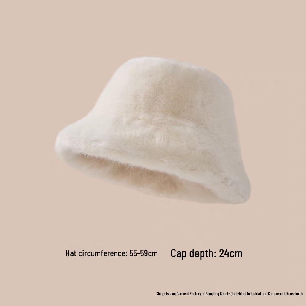 Versatile Winter Faux Mink Fisherman Hat - Thick Plush for Large Head Circumference, Adult Size