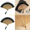 F26C Handmade Silk Bamboo Fan with Hollowed out Fan Bone for Home Household Decoration Accessory Supplies