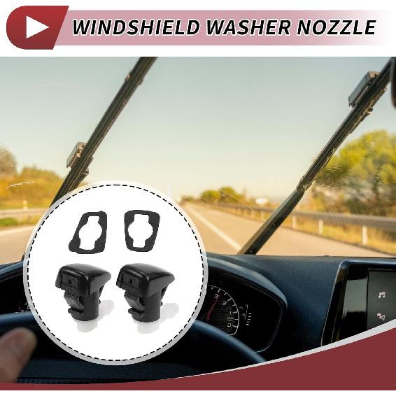 2pcs Windshield Washer Nozzle for Cadillac SRX for Cadillac SRX Front Windshield Spray Nozzles Wiper Spray Washer Jet No.25823361 Black Plastic