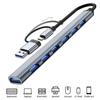 Aluminium Alloy High Speed Splitter OTG Adapter Type-C HUB USB 3.0 Expander Docking Station 7 Ports