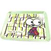 Les Trésors De Lily [N5507] - Small Tray 'Dog and Cat Lolita' Green Cat - 24x18 Cm