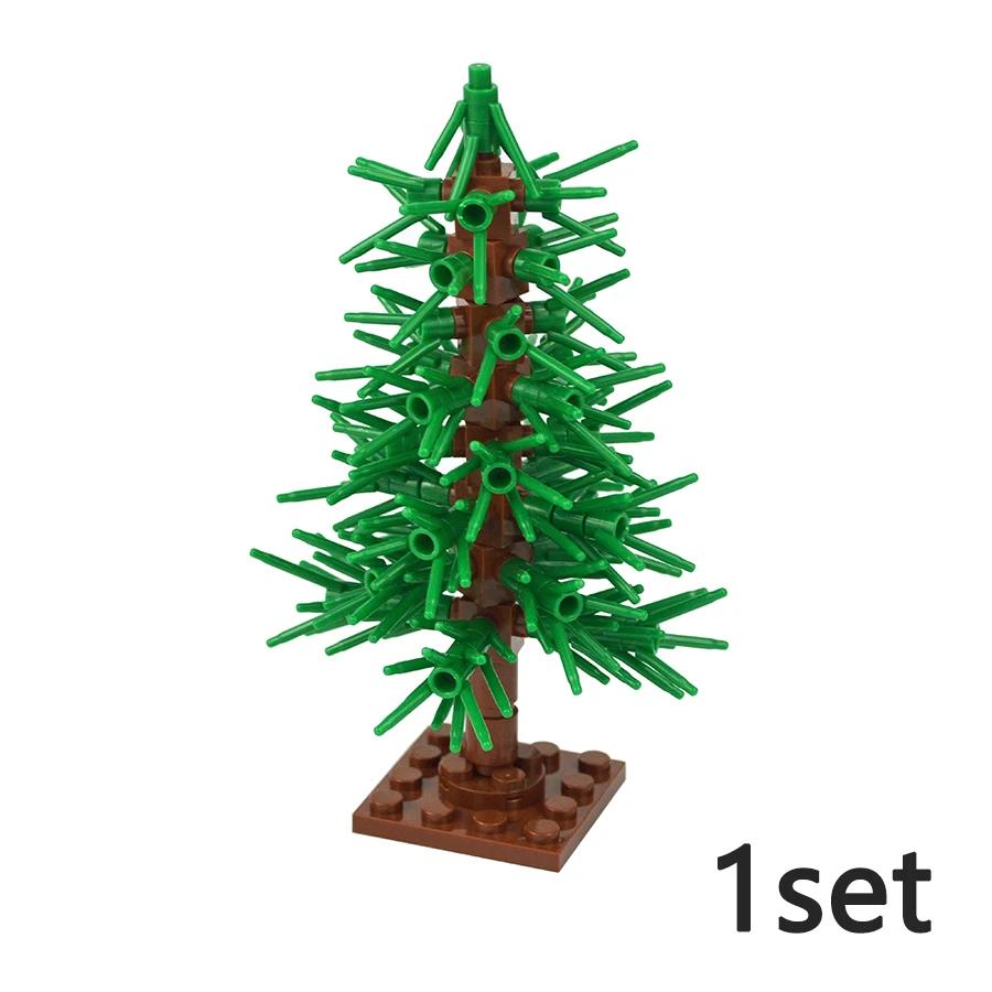 MOC City Trees Building Blocks Pine Tree Plant Set Spruce Farm Street Scene Garden View Assembly 3778 Bricks Educational Kid Toy