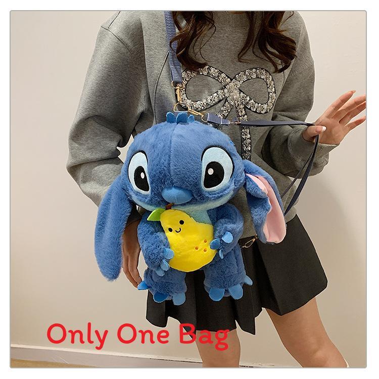 Soft Girls Cartoon Plush Backpack With Zipper Closure For Travel Casual