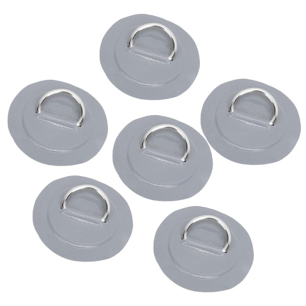 6 Pcs PVC D Ring Patch Elastic Rope Set Stainless Steel D Ring Patch Bungee Cord SetGray