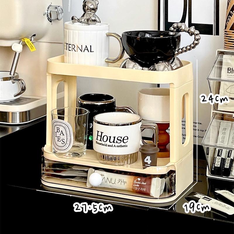 

2 Layer Desktop Cup Storage Rack Water Cup Perfume Bathroom Table Top Cosmetics Storage Jewelry Display Frame Organizer