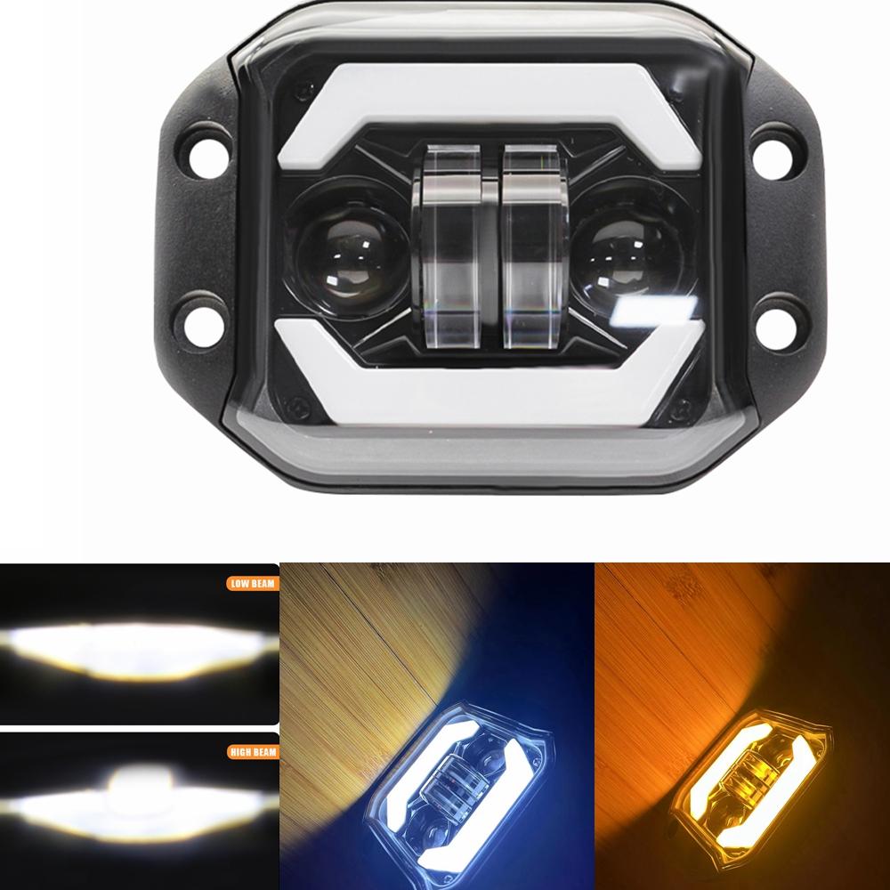 5" Flush Mount LED Light Pods Fog Light Working Lamps Bars 12V 24V Super Bright for Jeep Truck Offroad 4x4 SUV ATV UTV