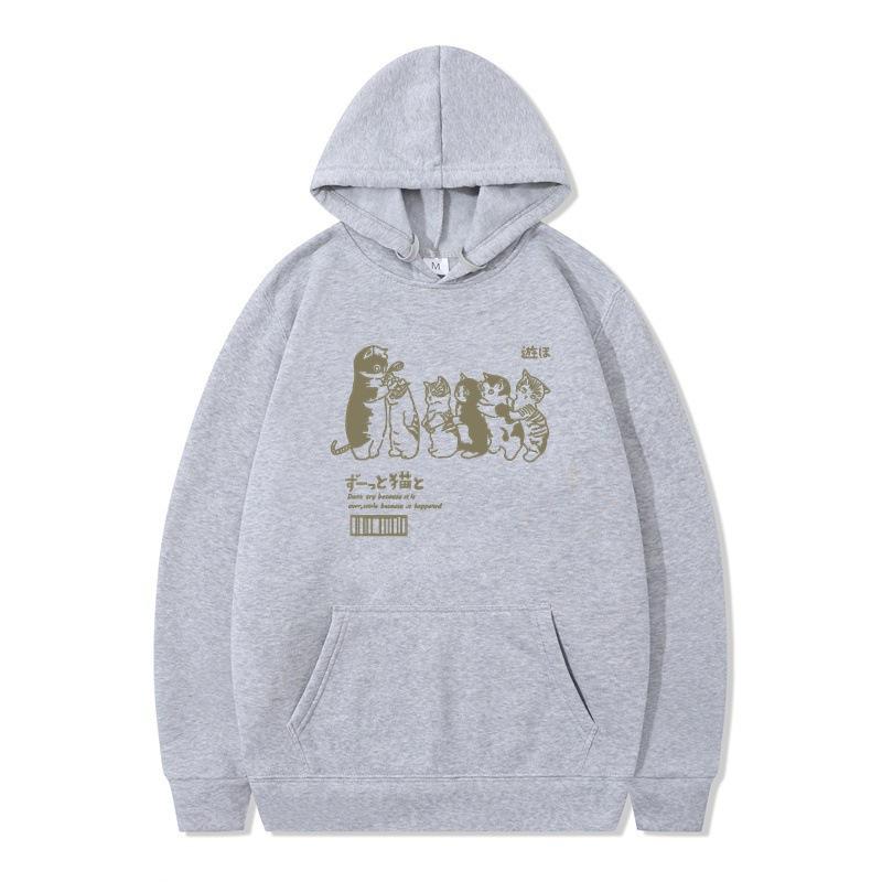 Autumn and Winter Hip Hop Cat Shower Street Printed Sweater Men