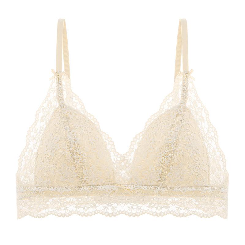 

Ультратонкий бюстгальтер із французьким мереживом. Бездротова білизна 85B тілесний