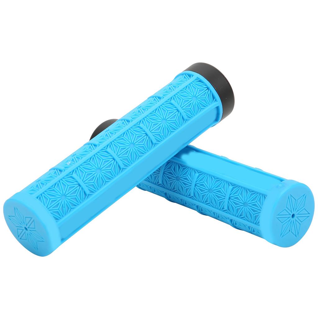1Pair Mountain Bike Silicone Handlebar Grip Cover Unilateral Locked Non slip Bicycle Accessory(blue )
