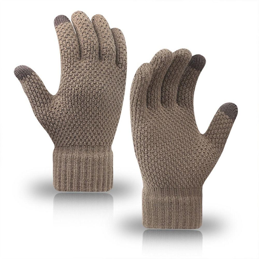 Thick Men Knitted Gloves Windproof Cold Proof Mittens Leisure Warm Gloves  for Outdoor Travel
