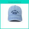 Nyc Denim Baseball Cap With Embroidered Letters Adjustable Sun Protection For Men And Women