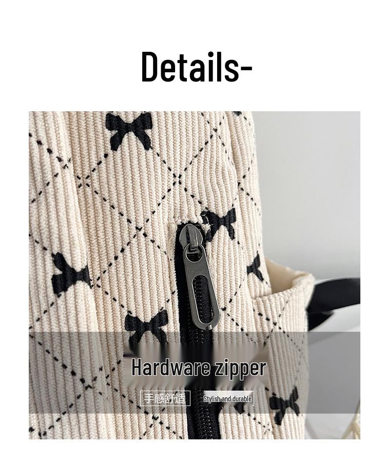 Damen Cord Schleife Lässiger Rucksack – Vielseitiger Herbst/Winter Stil