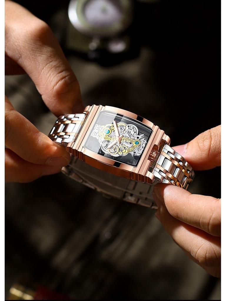 Men's Fashion Tourbillon Genuine Leather Motorcycle Watch - Waterproof & Luminous