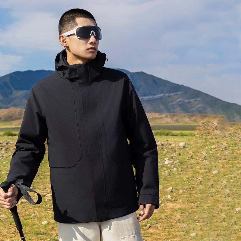 

Куртка три-в-одном с водоотталкивающим гусиным пухом и ветрозащитой с логотипом для активного отдыха, кемпинга и альпинизма 2XL