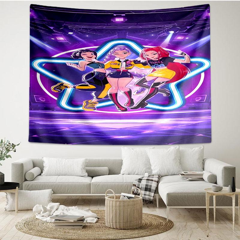KPop Demon Hunters Print Tapestry - Portable Wall Decor Cloth, for Home, Dorm, Travel, Bedroom, Living Room - Ideal Birthday Housewarming Gift