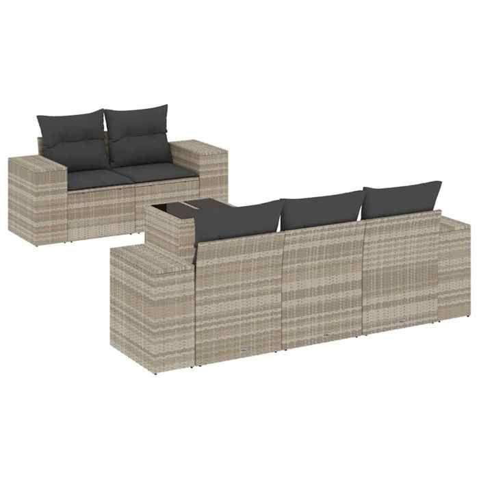 VidaXL Garden Lounge Set with Cushions 6 Pcs, Patio Sofas, Patio Furniture Set, Outdoor Furniture, Grey 3222301