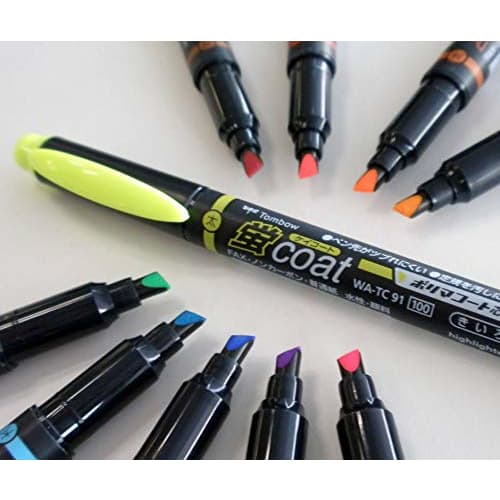 Tombow Pencil Highlighter Fluorescent Coat Twin Type (Strong Nib! Polymer Coated Core) 10 Colors WA-TC10C