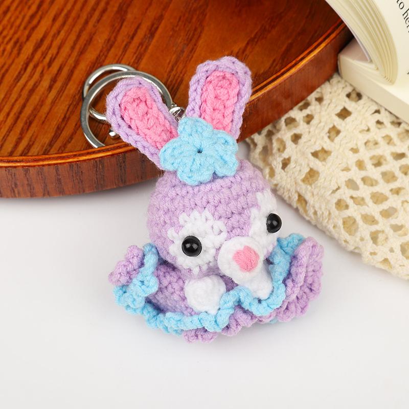 Creative Animals Keychain Hand Knitted Small Pendant Room Decor Handmade Wool Knitted Rabbit Sheep Keychain Christmas Gifts