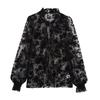Kaslead New Arrival Women's Clothing Fashion Style Fashion Minimalist Elegant Flocking Perspective Shoelace Tops
