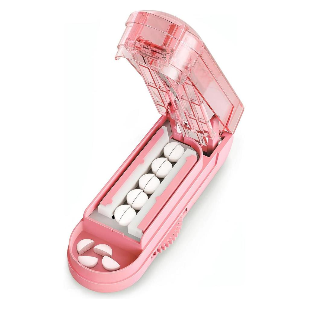 Pill Cutter Splitter for Small and Tiny Pills, Pill Cutter for Cutting Multiple Pills At a Time In Half, with Hidden Sharp Stainless Steel Blade