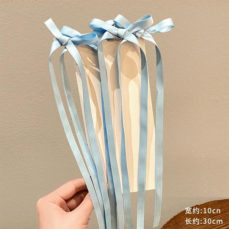 Korean Handmade Long Ballet Ribbon Women Bowknot Hair Clips for Girls Braided Tassel Barrettes Accessories Fashion Kids Hairpins