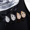 Korean Style Zircon-Studded Four-Petal Flower Geometric Earrings for Women