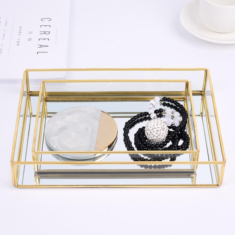 Metal and Glass Vintage Storage Box Luxury Cosmetics Display Box Jewelry Display Box  Bedroom