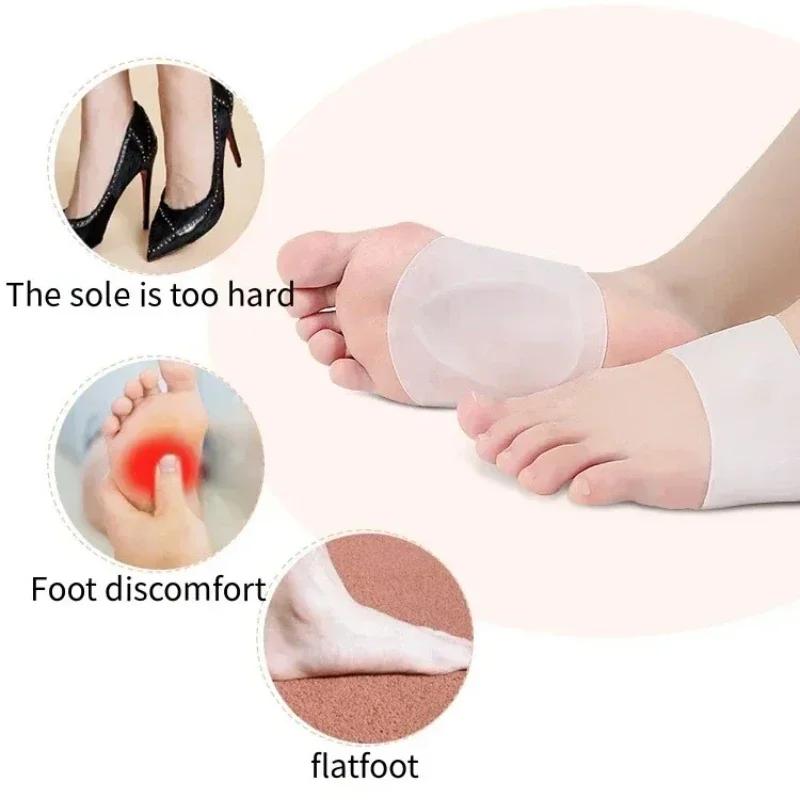 Silicone Arch Insoles Orthopedic Flat Foot Support Shoe Insole for Feet Plantar Fasciitis Socks Forefoot Pads Feet Care Shoe Pad