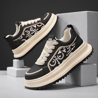 Fashion Exquisite New Sneakers Embroidered Color Blocked Thick Soled Casual Shoes with Increased Height and Durable Men's Running Shoes