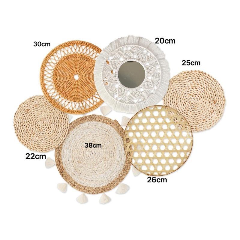 3/4/7pcs Bohemian Style Wall Basket Set Hanging Wall Basket Decoration Bohemian Style Wall Decoration Environmental Round Art