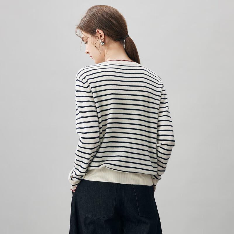 Women's Striped Colorblock Cashmere Sweater