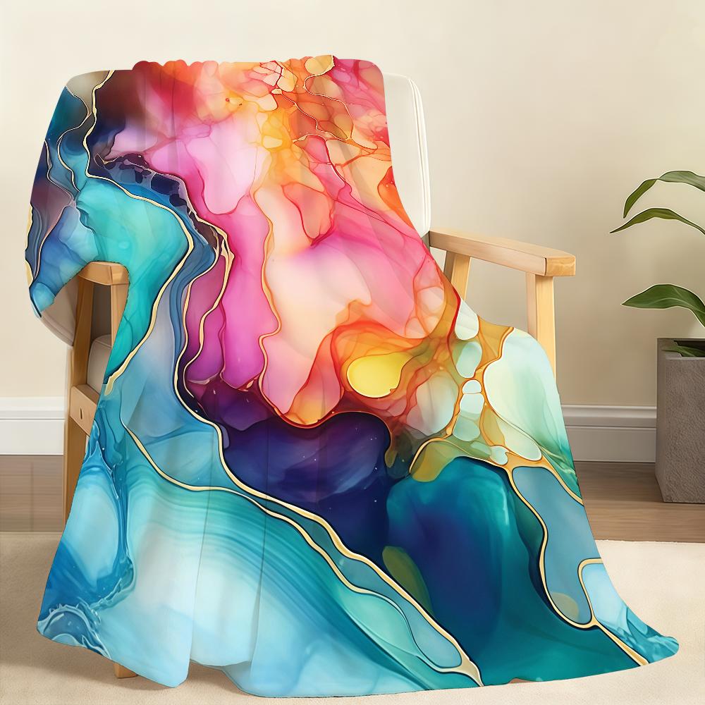 CColorful Ink Wash Blanket Soft Throw Blanket for Home Bedroom Bed Sofa Picnic Travel Office Rest Cover Blanket Gift