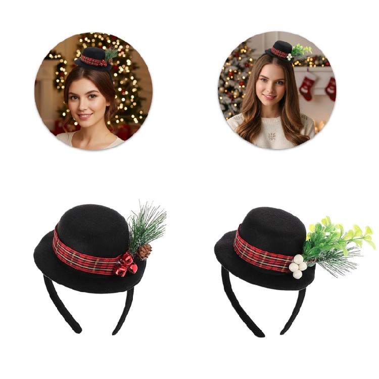 Reusable Cloth Santa Theme Hat Headdress Lightweight Christmas Decoration For Parent Child Matching Party Costume