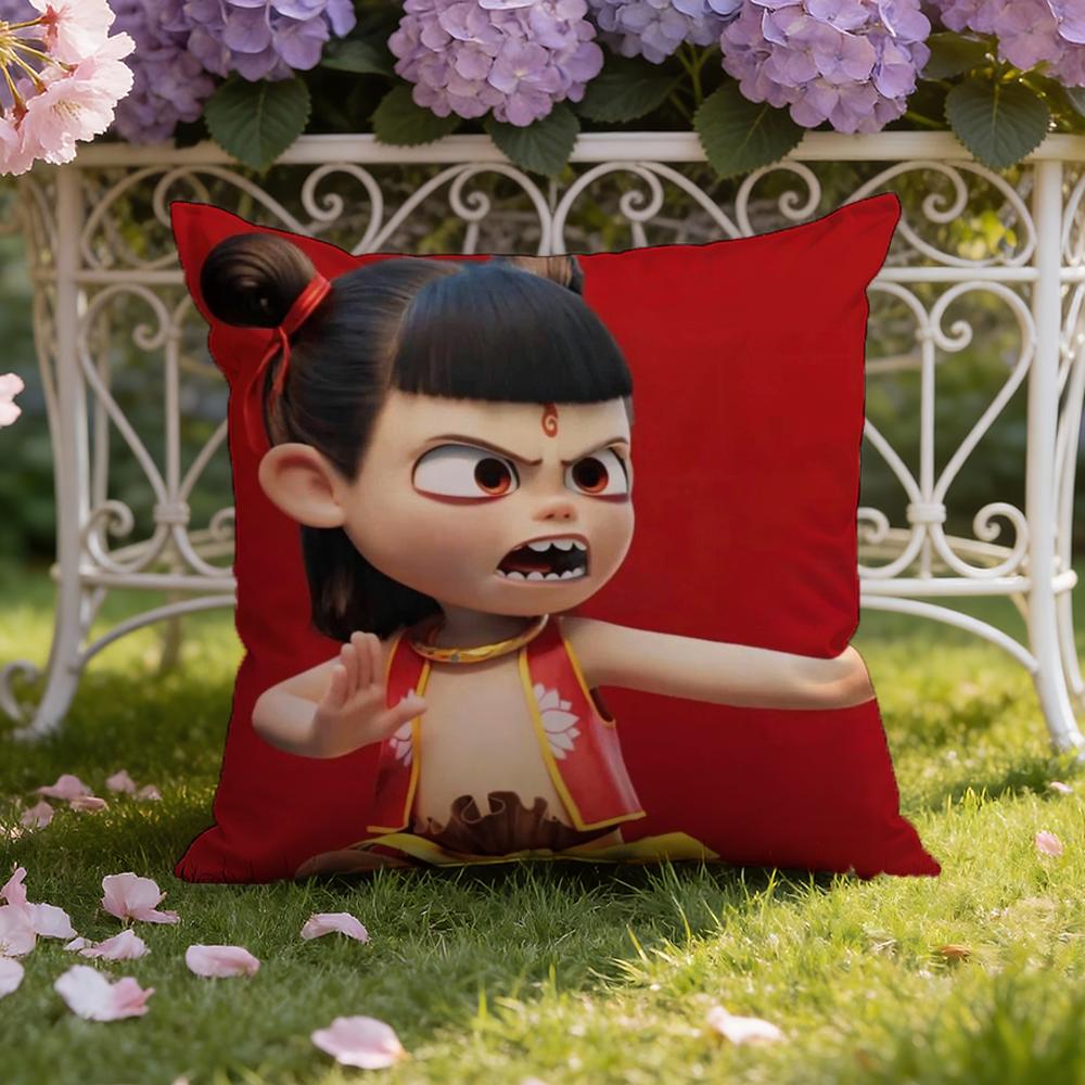 Animated Movie Nezha Cushion Cover Home & Car Dual-Scene Pillow Cover: Reversible for Premium Comfort