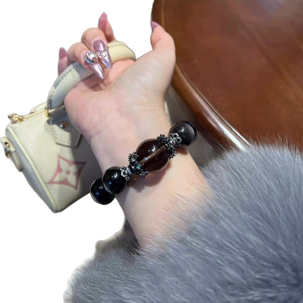Obsidiaan Scepter Natuurlijke Zilver Obsidiaan Thee Kristal Armband voor Vrouwen, Origineel Ontwerp Cadeau