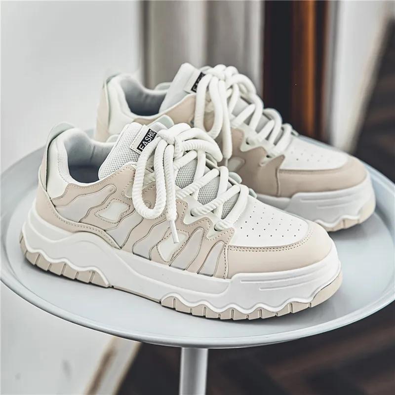 

New Exquisite Men s Sneakers Fashion Trend Casual Board Shoes for Youth and Students Lightweight and Breathable Running Shoes 44 бежевый