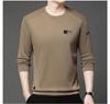 Men's Long Sleeve Round Neck Sweatshirt - Thick Velvet, Warm Base Layer for Autumn/Winter Fashion