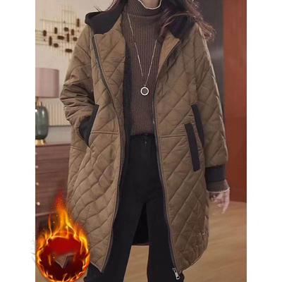 Plush and Thickened Cotton Coat for Women Winter Korean Style Loose Slim Mid-length Cotton Coat