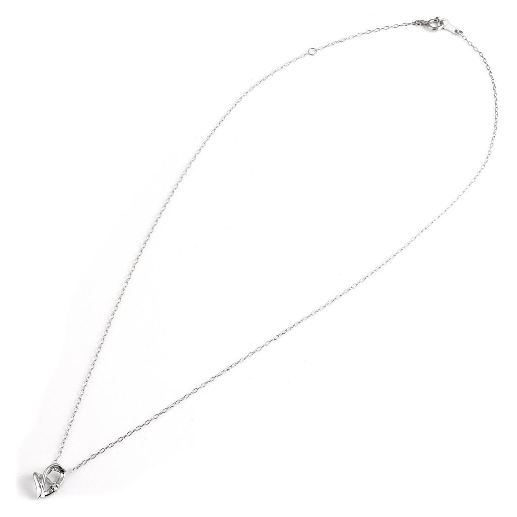 SUEHIRO Diamond White Gold Open Heart Necklace Women's