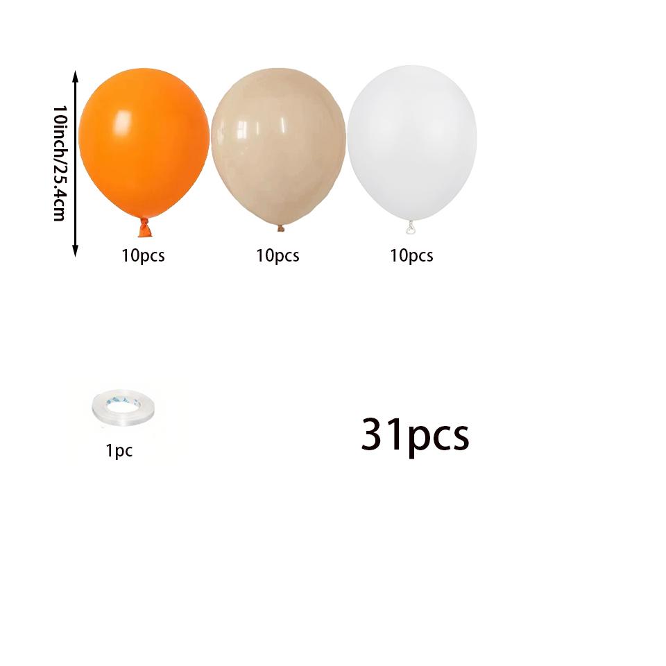 31Pcs 10Inch White and Orange Latex Balloons Set for Birthday Theme Party Decoration Wedding Shower Toys Supplies Globo