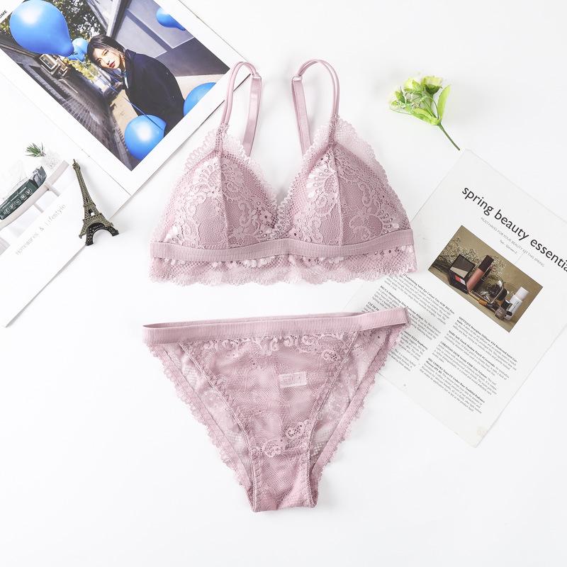 Damen Spitzen-Bandeau-BH-Set ohne Bügel - Französischer Stil, Sexy Wickel-Brustdesign