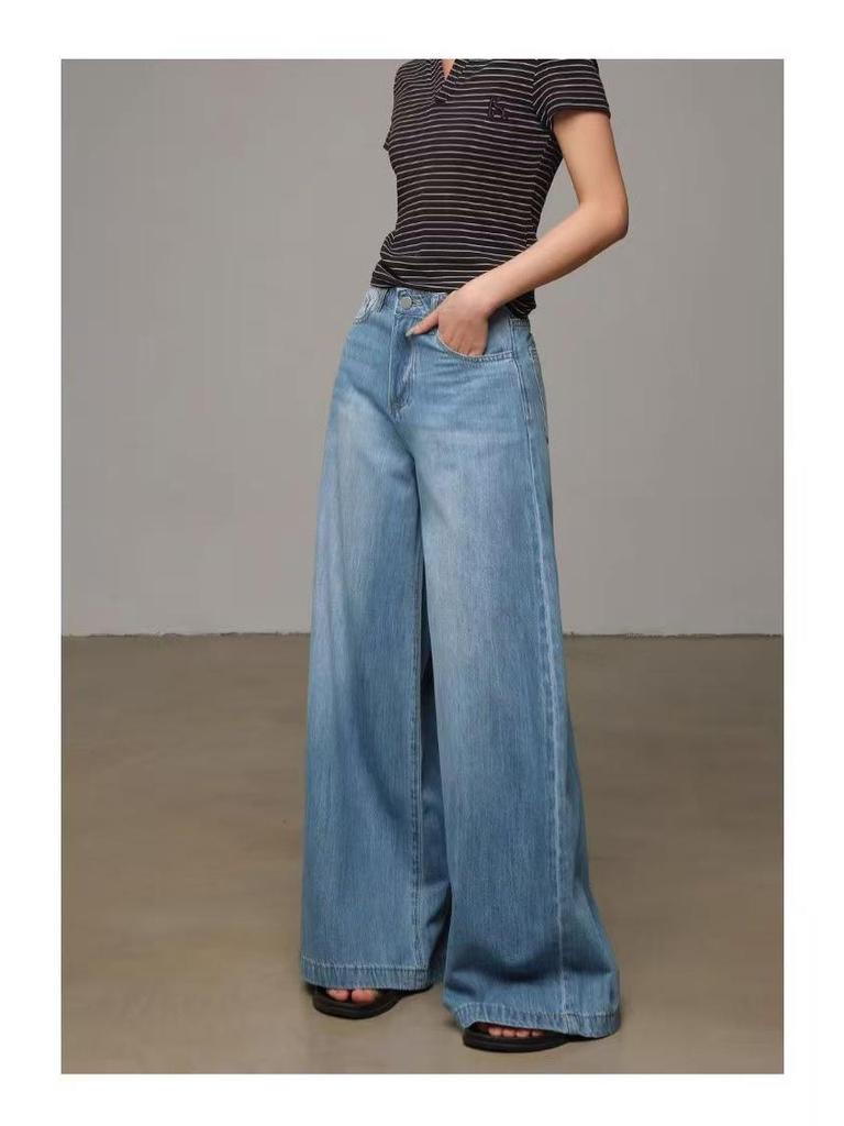 Women's Lyocell Tencel High Waist Wide Leg Jeans