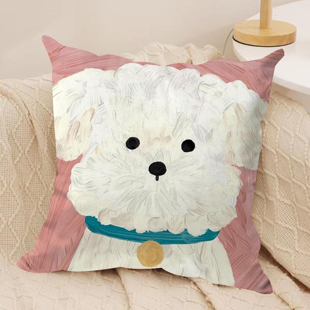 

Cute Fashion Dog Cushion Cover Silky Short Plush Sofa Pillow Cover Hidden Zipper Soft Dustproof Case for Home Decor 30cmx30cm