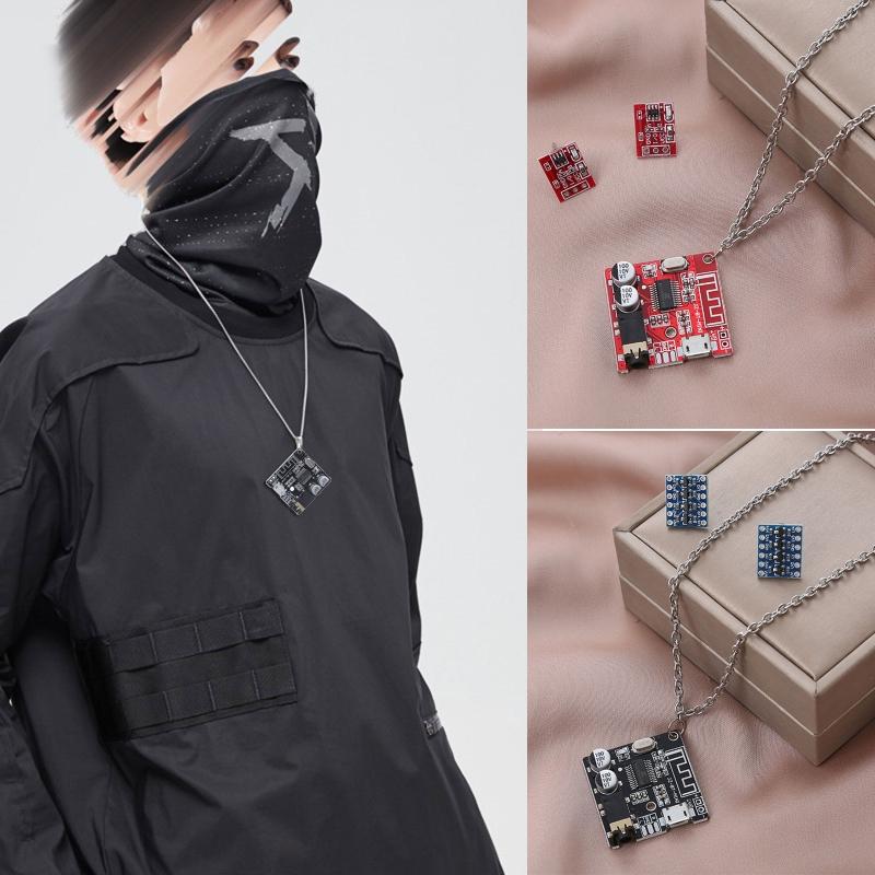 Cyberpunkový náhrdelník Disco Hip Hop náhrdelník pro ženy Harajuku Elektronický čip náhrdelník Módní šperky Přívěsky Estetický