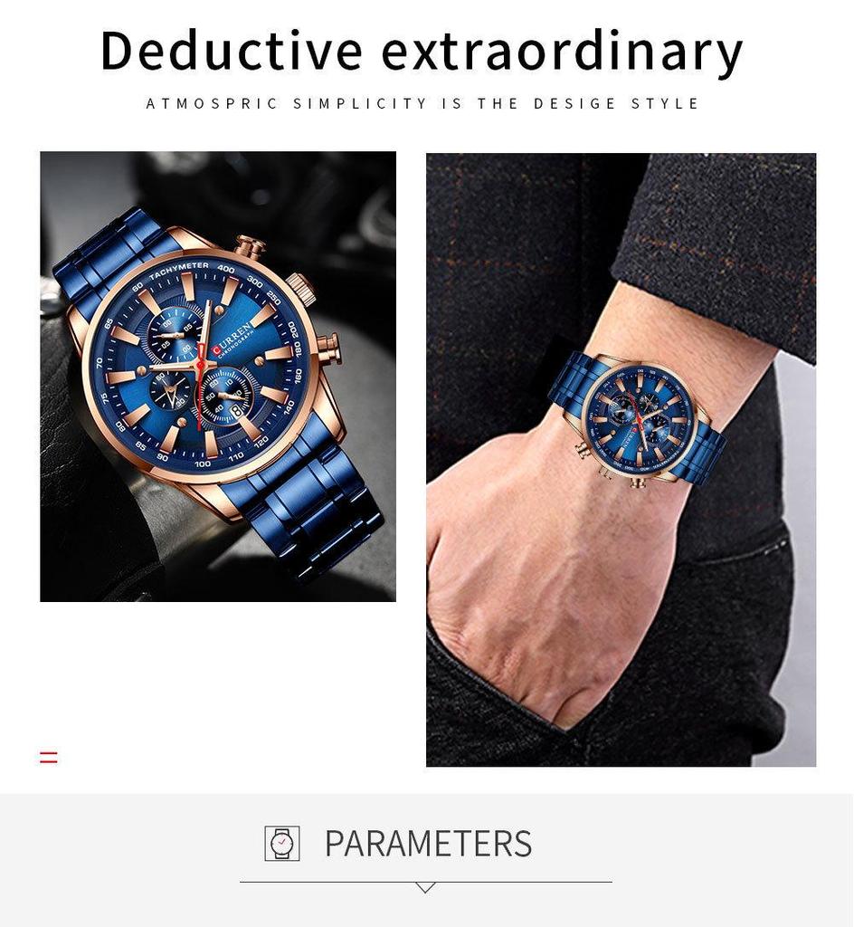 Curren 8351 Męski Wodoodporny Kwarcowy Wielofunkcyjny Zegarek Biznesowy z Kalendarzem